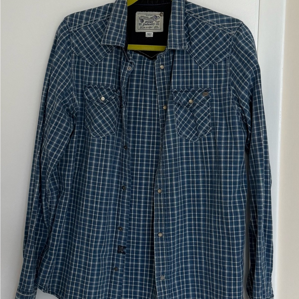 Diesel Navy Plaid Men's Casual Shirt